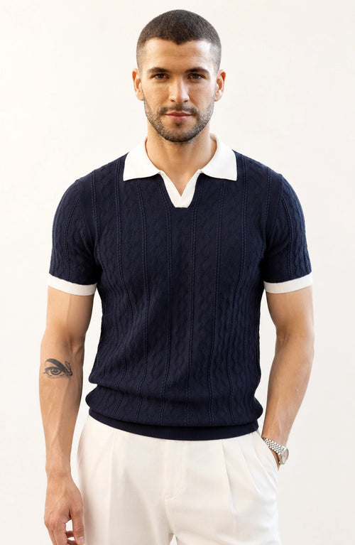 Jovera Joyce Montreux Contrast-Knit Slim Polo
