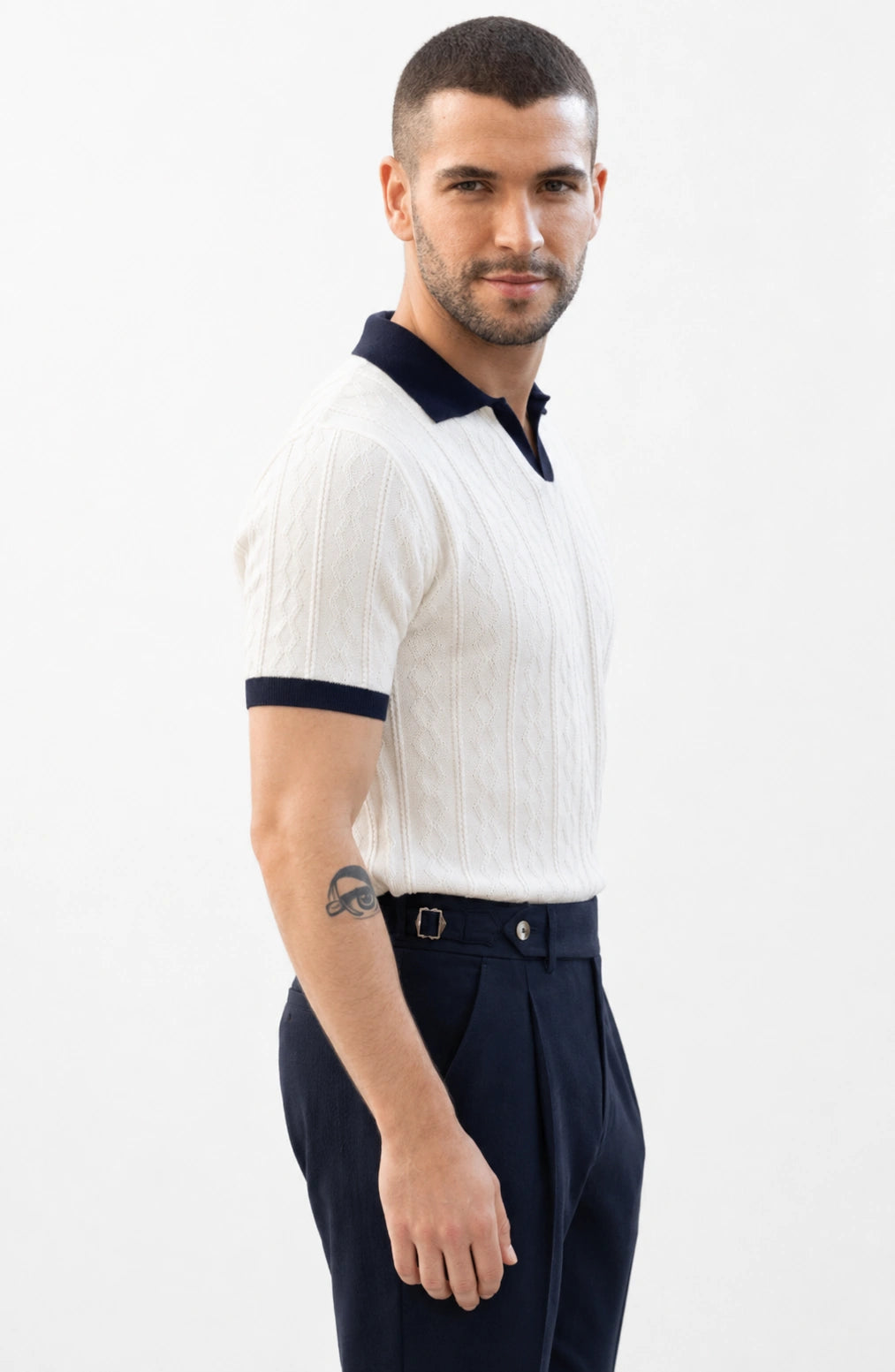 Jovera Joyce Montreux Contrast-Knit Slim Polo