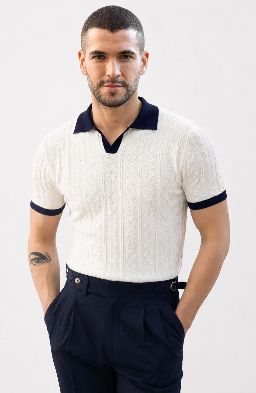 Jovera Joyce Montreux Contrast-Knit Slim Polo